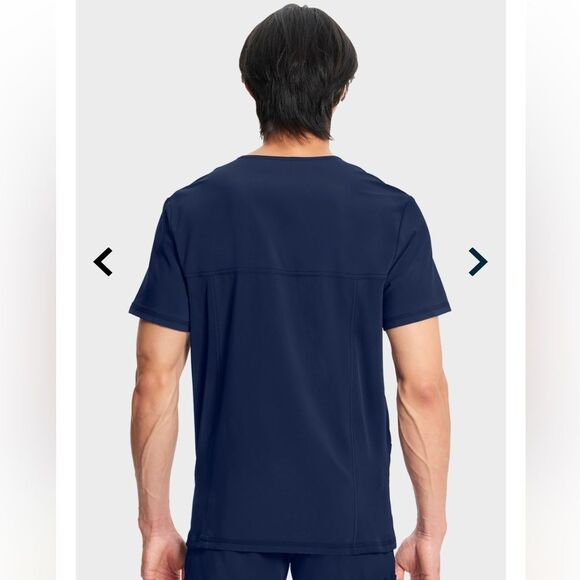 Infinity S Navy Men's V-Neck Modern Fit Scrub Top - Picture 3 of 6
